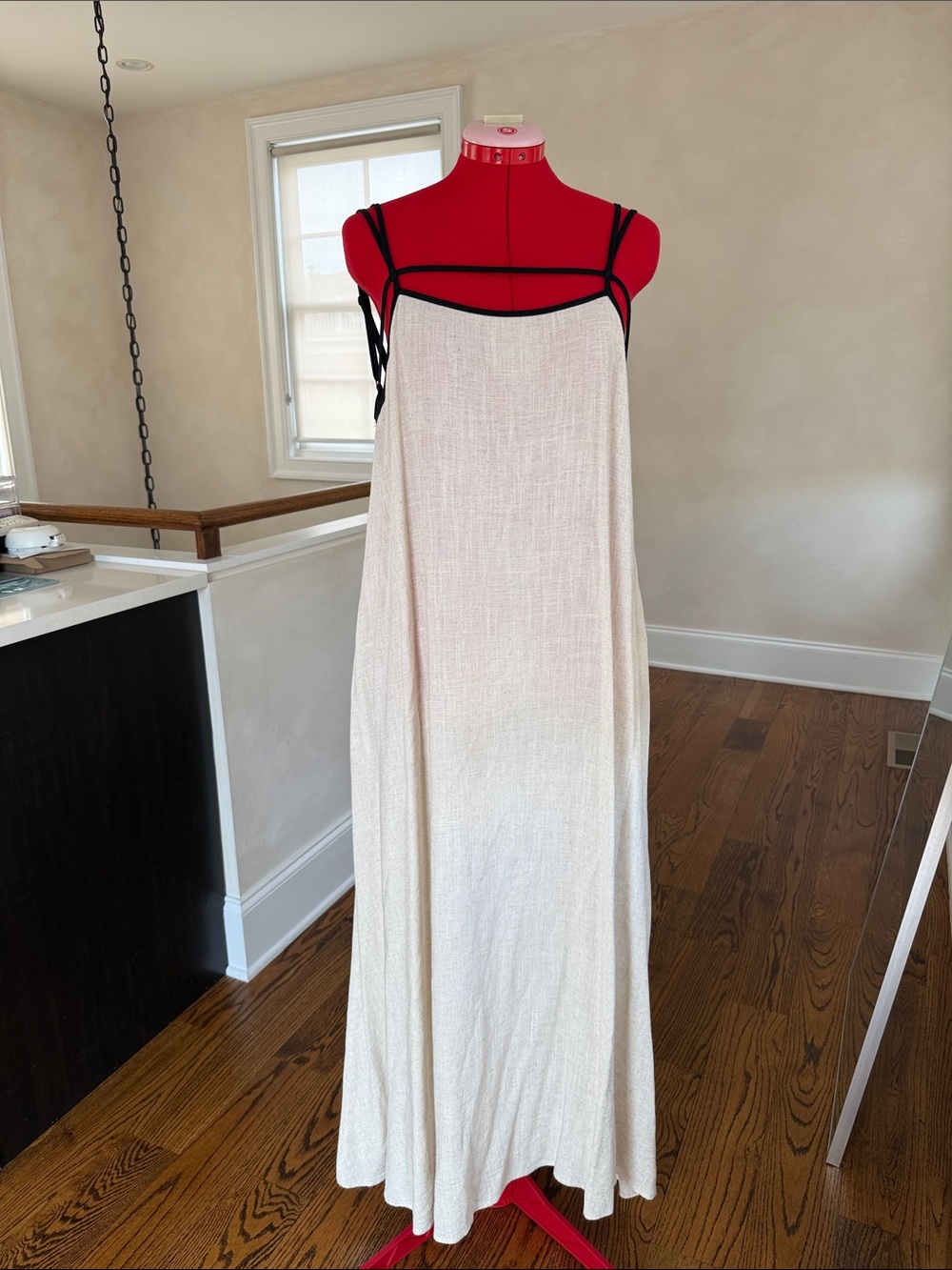 Cream Max Dress with Black Trim